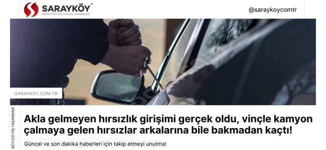 Akla gelmeyen hırsızlık girişimi gerçek oldu, vinçle kamyon çalmaya gelen hırsızlar arkalarına bile bakmadan kaçtı!