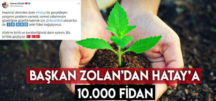 Başkan Zolan'dan Hatay'a 10.000 fidan