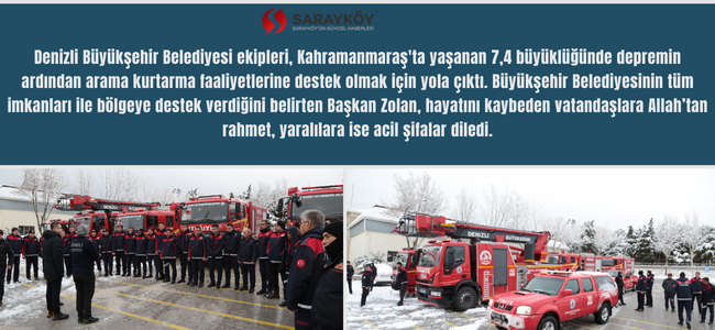 Büyükşehir ekipleri deprem bölgesine doğru yola çıktı. 