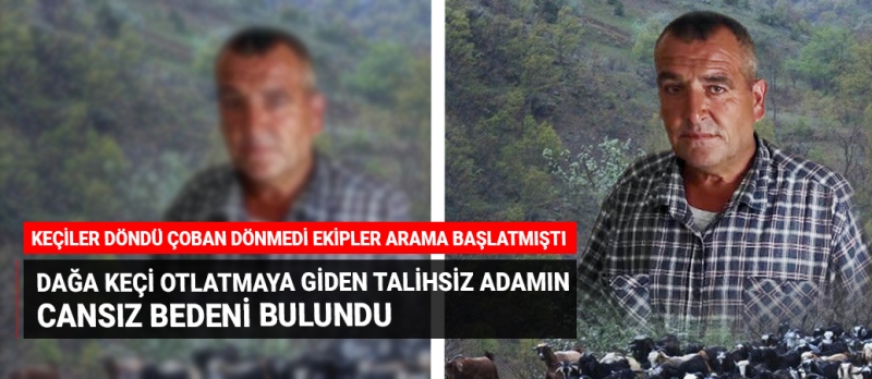 Dağa keçi otlatmaya giden talihsiz adamın cansız bedeni bulundu!