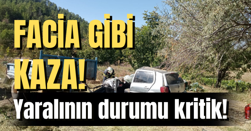 Denizli'de kaza! Hurdaya dönen araç sürücüsü ağır yaralı!