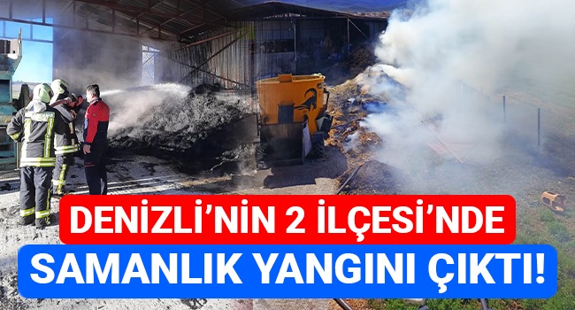 Denizli'nin 2 ilçesinde samanlık yangını çıktı!