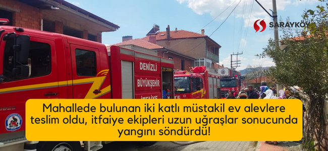 Mahallede bulunan iki katlı müstakil ev alevlere teslim oldu, itfaiye ekipleri uzun uğraşlar sonucunda yangını söndürdü!