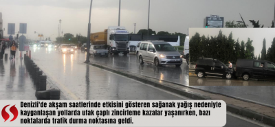 Denizli’de yağışlar trafiği felç etti, zincirleme kazalar meydana geldi!